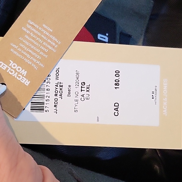 Jack and Jones RDD men's felt/wool bomber in olive colour - Picture 9 of 11